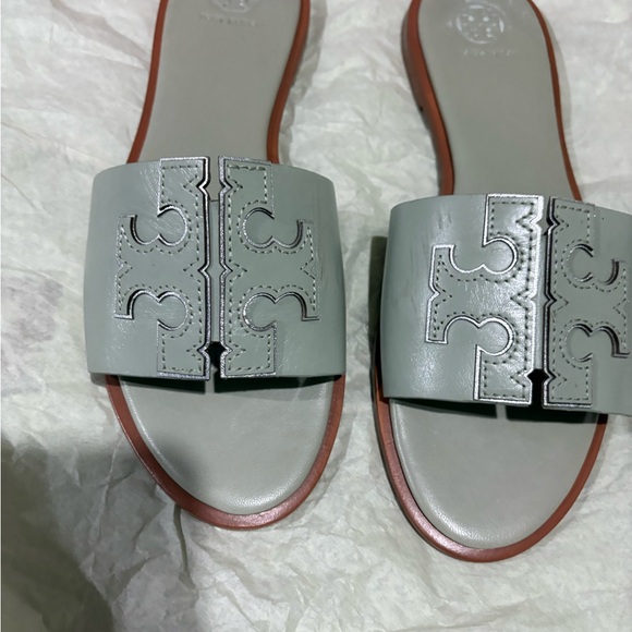 Tory Burch Light Gray Slide Sandals - Picture 7 of 11